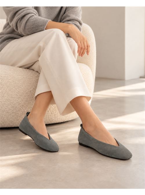 Ballerine in suede grigio con scollo a V IL LACCIO | VALESUEDEGREY
